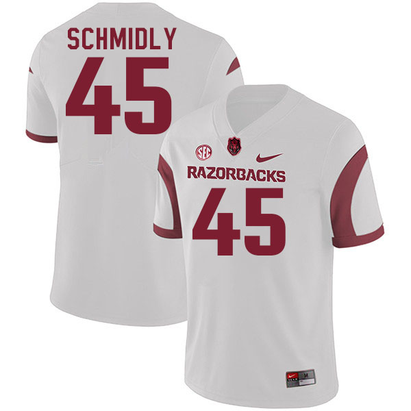 Men #45 Max Schmidly Arkansas Razorbacks College Football Jerseys Stitched-White